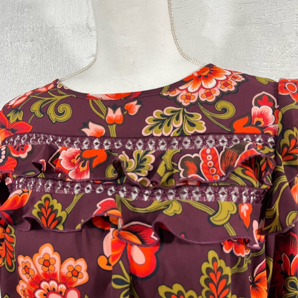 LOFT FLORAL PULLOVER TOP WITH RUFFLE DETAIL (a239) - Picture 2 of 14